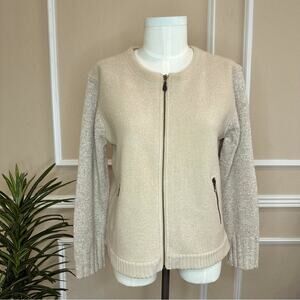 SUNDANCE  Merino Wool blend  Knit Stadium Jacket Tan Women’s Size L
